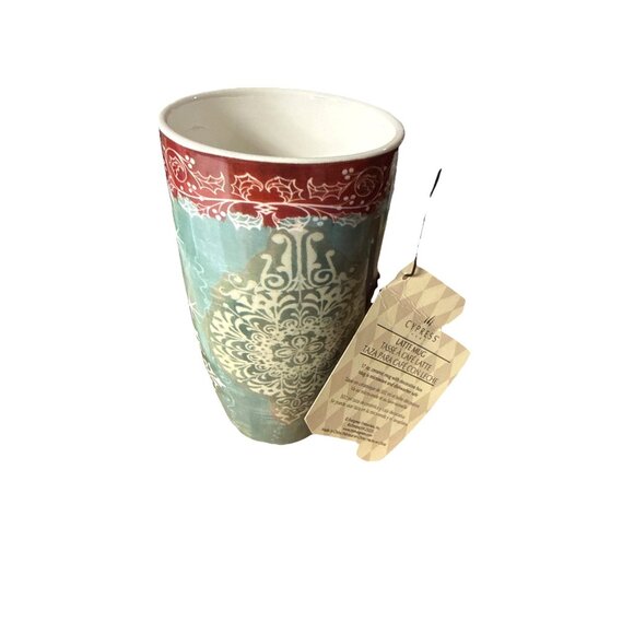 NWT Cypress Home Ceramic Coffee Mug 17 oz New Holiday Wendy Bentley Design - Picture 2 of 8